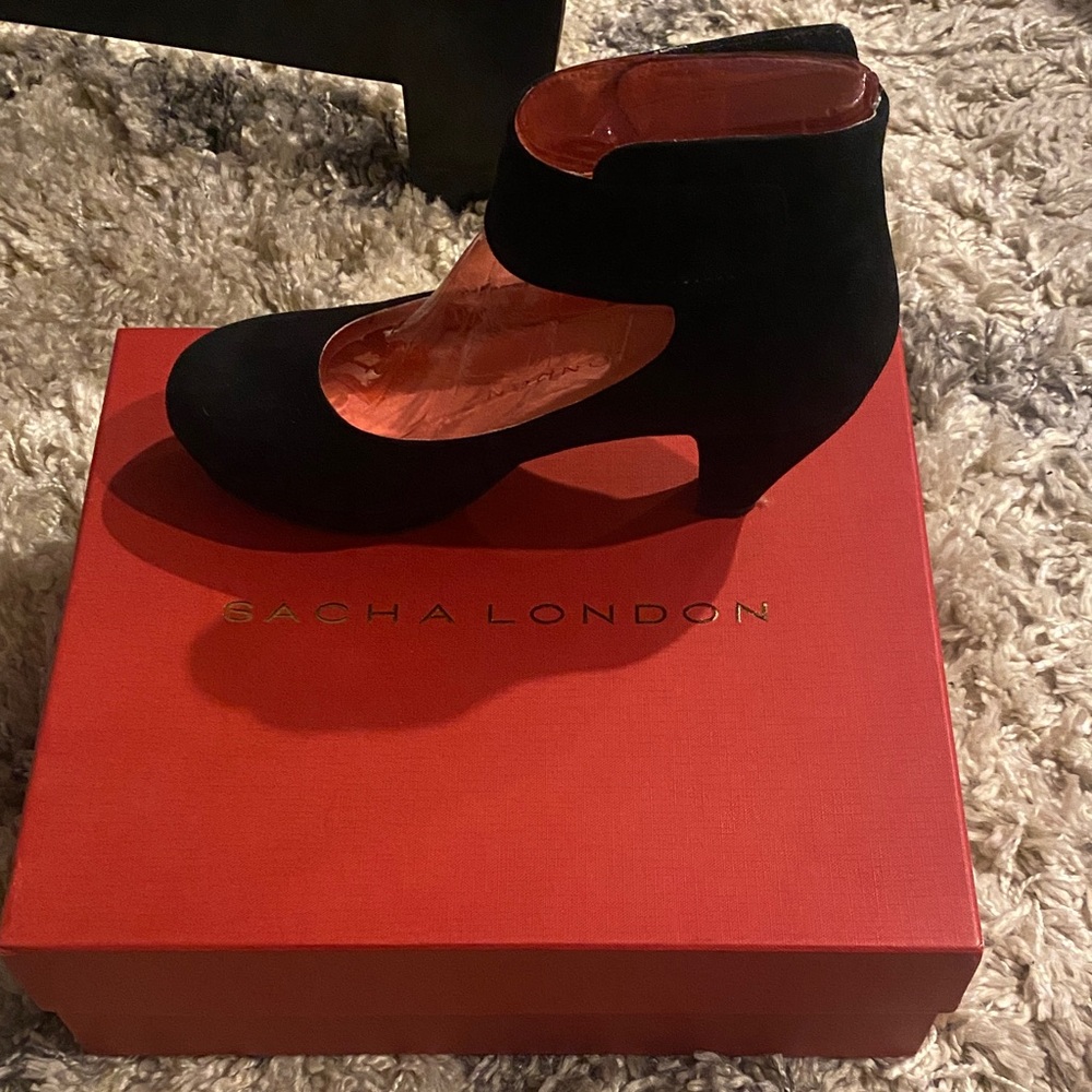 Sacha London Black Ankle Strap Heels